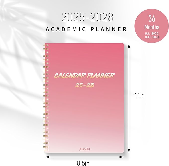 Monthly Planner 2025-2028, 2025 Calendar 36 Months Planner With Monthly Tabs, July 2025- June 2028, 8.5" x 11", 3 Years Academic Calendar Hard Cardboard Cover with Spiral Bound, Perfect for School & Office for Women & Men