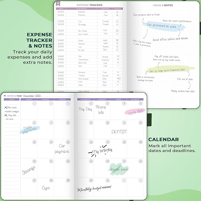 Clever Fox Bi Weekly Budget Planner – Undated Financial Organizer Book – Expense Tracker, Budgeting & Bill Notebook, A5 (Dark Green)