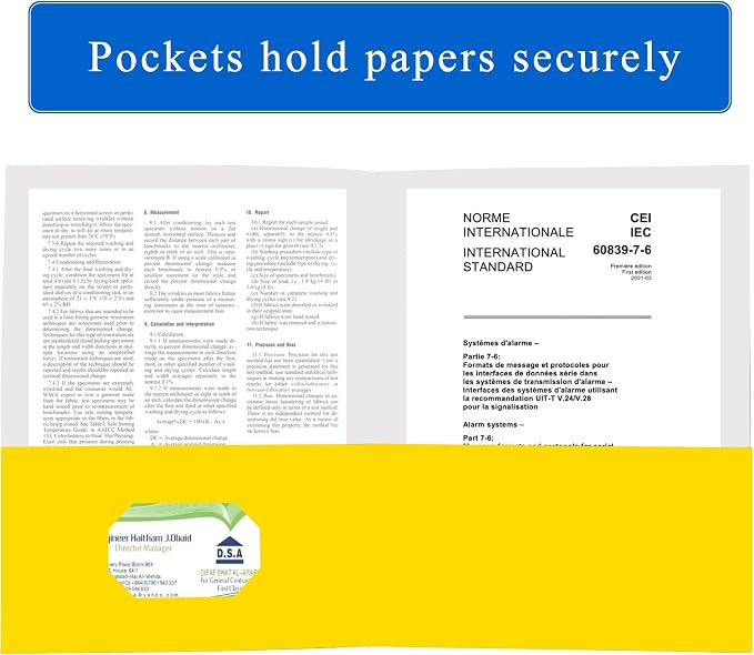 Zzrywuty 100 Packs Yellow Two Pocket File Folders with Business Card Slot,Textured Paper,Letter Size,Holds 100 Plus Sheets for School,Office,Business