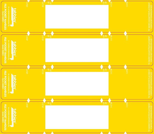 Tabbies File Pocket Handles, 9.63 X 2, Yellow/White, 4/Sheet, 12 Sheets/Pack