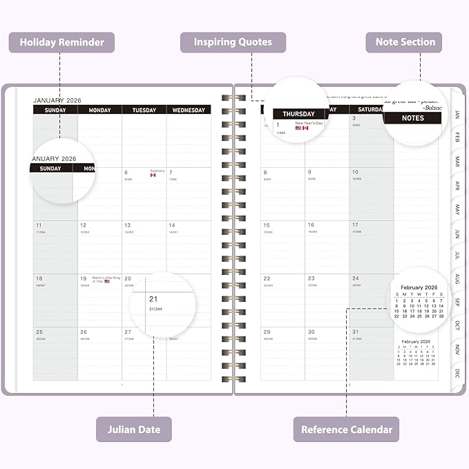 2026 Planner, Weekly and Monthly Calendar Academic Planner, Jan 2026 - Dec 2026, Planning Agenda Book for Desk Accessories and School Supplies - A5 (6.3'' x 8.5'')