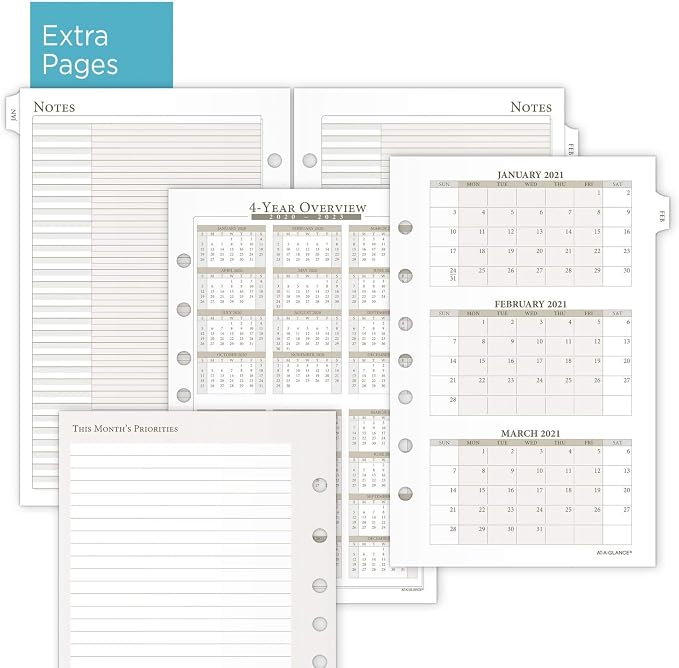 2021 Daily & Monthly Planner Refill by AT-A-GLANCE, 92010 DAY-TIMER, 5-1/2" x 8-1/2", Size 4, Two Page per Day (481-225A-21)