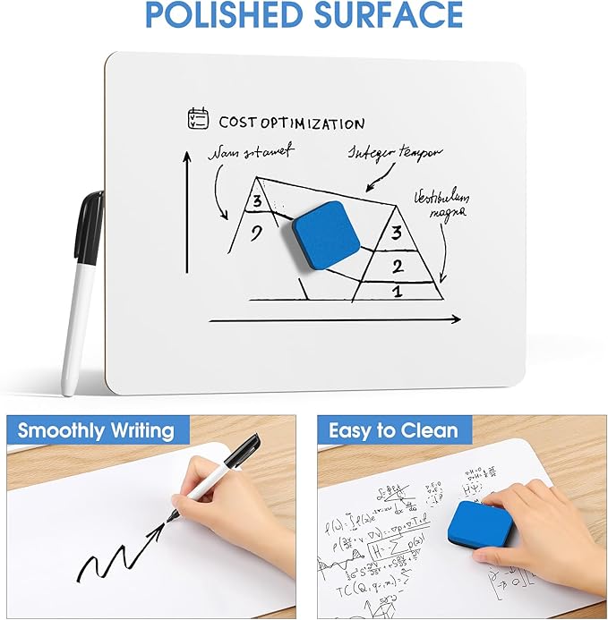 MaxGear Small White Board 24 Pack Dry Erase Boards, 9''x 12'' Mini Whiteboard Double Sided Portable Whiteboards for Students and Teachers School Supplies Lapboards Including 24 Markers and 24 Erasers