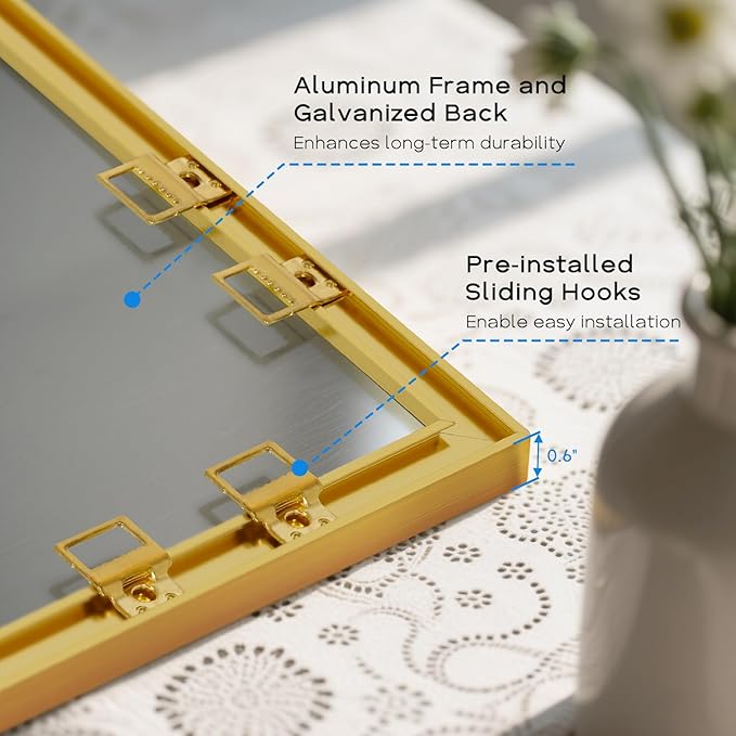 White Board Cork Board Combo, 24'' x 18'' Magnetic Dry Erase Board and Bulletin Board, Gold Aluminum Frame Vision Board Message Board for Home Office School Dorm