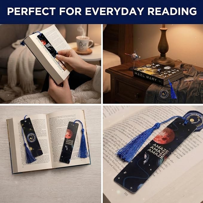 AICase for Project Hail Mary Merch Double-Sided Bookmark, for Movie Rocky Amaze Amaze Amaze Metal Bookmarks Gifts Accessories Stuff Merchandise for Fans Women Men Book Lovers Birthday Mothers Day