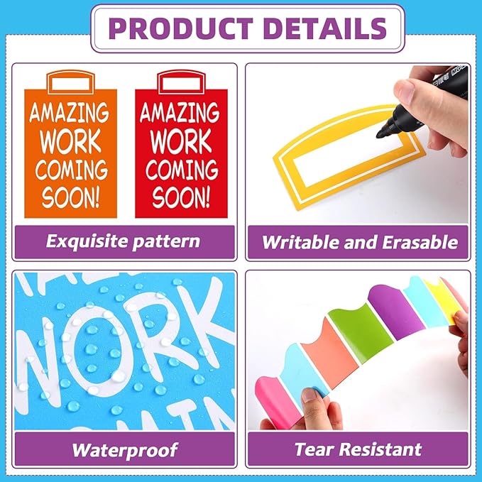 Wiooffen 154 Pcs Student Work Display Bulletin Board Set Cutouts with Clips Name Display Inspirational Student Work Classroom Wall Decor for Teacher Back to School Supplies Colorful