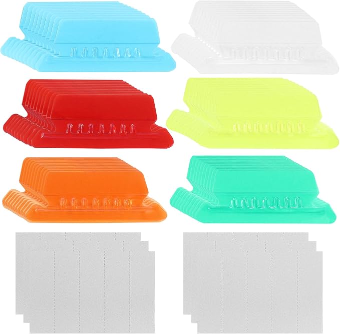 Hanging File Folder, 60 Sets File Folder Tabs and Inserts for Quick Identification Multicolored Plastic File Folder Labels for School and Home Use Office Supplies