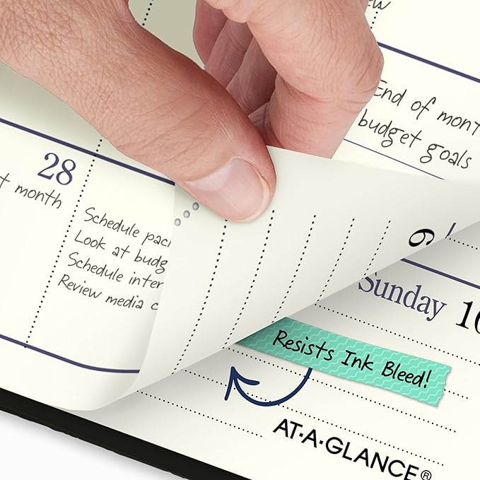 AT-A-GLANCE 2027 Planner, Weekly & Monthly, 3" x 5", Pocket Size Fine Diary, Faux Leather Hardcover, Black (7011110527)