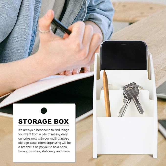 Ipetboom Office Storage Bins Desk Supply Organizer White Remote Control Storage Box