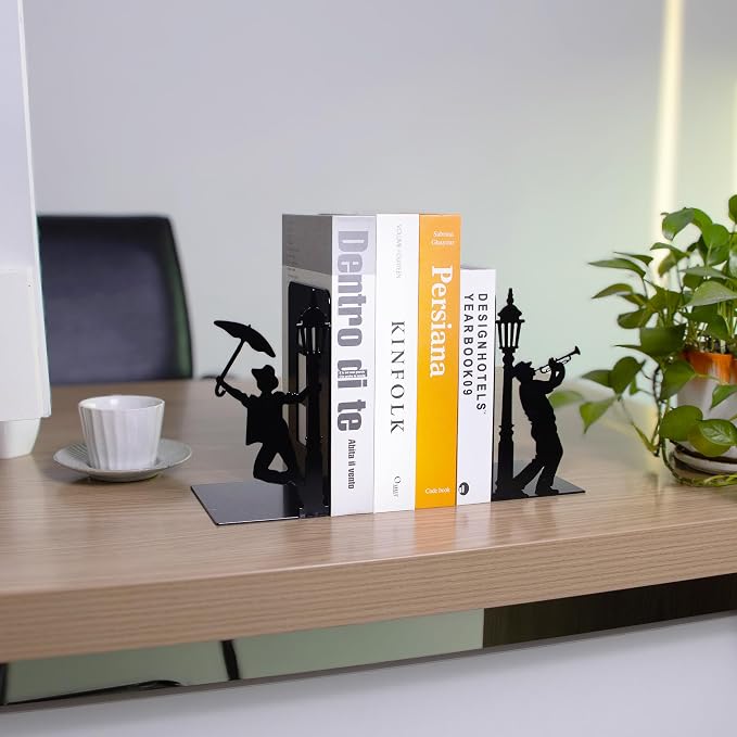 Design Book Ends for Shelves Decorative Desk or Countertop, Hidden Metal Bookends Hold Books, Bookend Holder for Mother's Day Decorations Gift, Gift for Book End Mother's Day Decor (Set of 2)