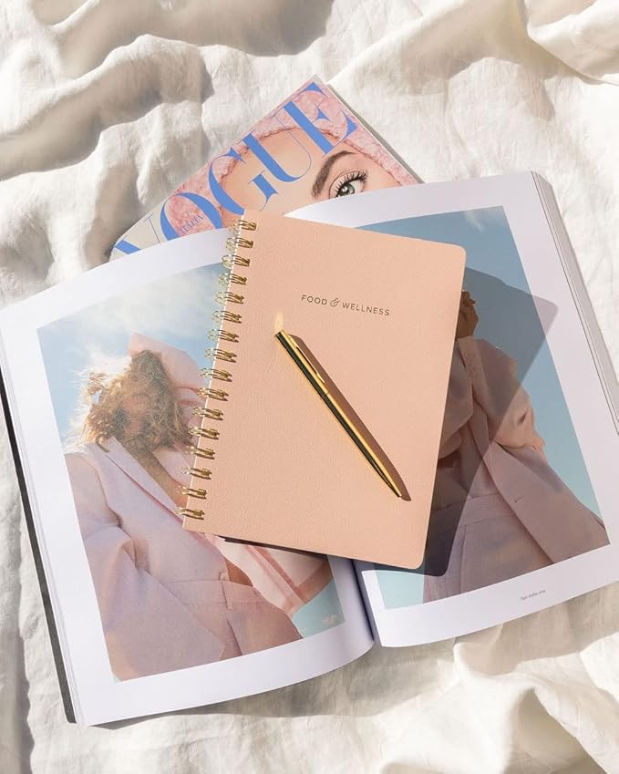 Kunitsa Co. Food and Exercise Journal for Women - Track Meals, Nutrition, and Weight Loss, 90 Days, Pink, 8.5 x 6 Inches