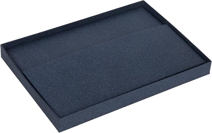 Bigso Karin KD Collapsible Storage Box with Labelframe for Easy Identification - Simple Assembly without Tools - Decorative Storage Boxes with Lids - 8.9in x 12.4in x 5.4in - Blue