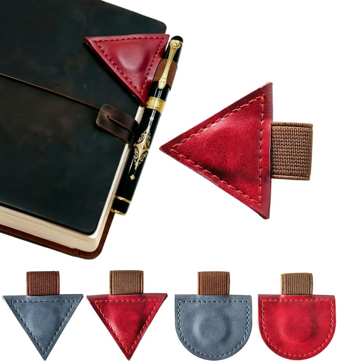Vintage Mark Bookmark with Pen Holder, Magnetic Leather Bookmarks for Men Women Kids Book Lovers, Personalized Magnet Bookmark Clip Page Markers for Student Teacher Gifts Reading Accessories