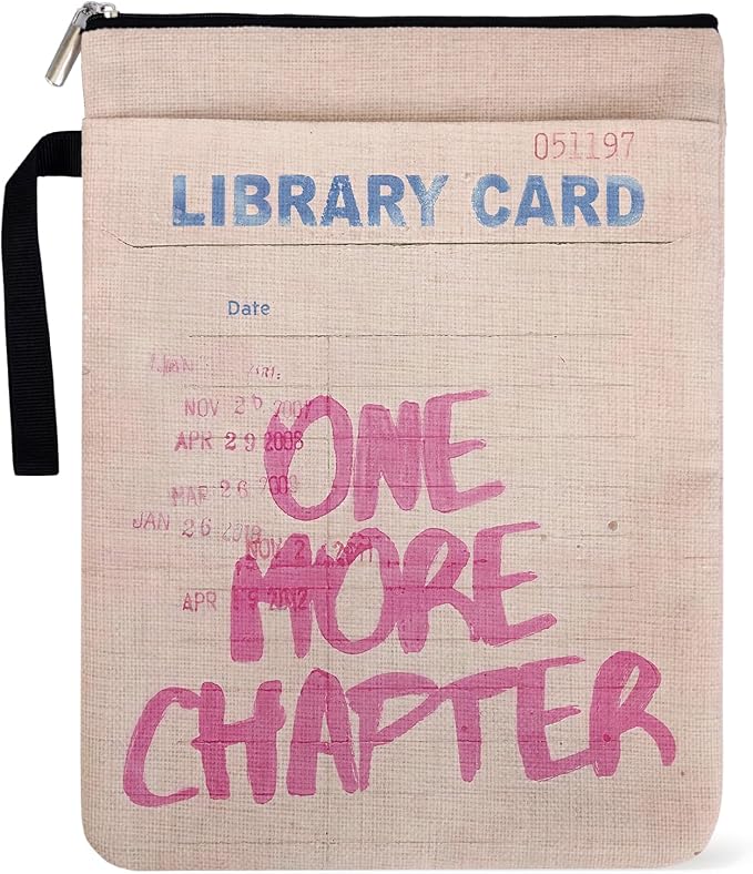 One More Chapter Book Sleeve for Book Lovers, Paperback Sleeve for Librarian Lovers Bookish Group Club Gifts for Women, Book Cover with Zipper and Front Pocket for paperbacks 9 x 12 Inch