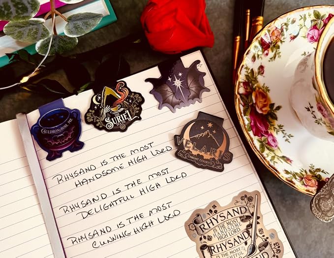 Conquest Journals A Court of Thorns and Roses Magnetic Bookmarks, 4-Pack Book Markers, Page Clips with Magnets, Bookish ACOTAR Designs, Gifts for Readers, Officially Licensed Sarah J. Maas Collection