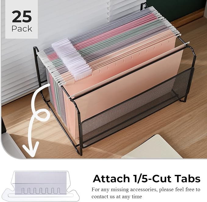 Y YOMA Legal Size - 25 Pack Colored Hanging File Folders Decorative Hanging Folder Cute Pretty File Folder for Filing Cabinet Office Home with 1/5-Cut Adjustable Tabs, Morandi Assorted Color