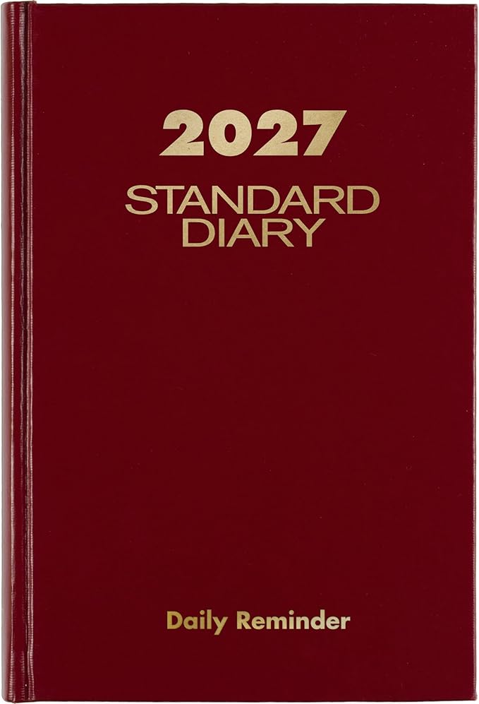 AT-A-GLANCE 2027 Daily Planner, Standard Diary, 5" x 7.5" Reminder Journal, Hardcover, Red (SD3871327)