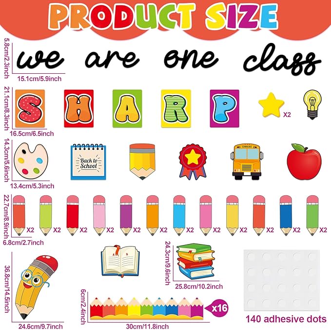 gisgfim Back to School Bulletin Board Decorations We are One Sharp Class First Day of School Classroom Decor Writable Pencil Paper Cutouts Bulletin Board Set for Preschool Elementary Decor Supplies