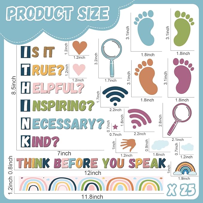 Boho Classroom Bulletin Board Decorations Kindness Motivational Think Before You Speak Middle School Poster Positive Educational Bulletin Board Wall Decor for Teachers Students Elementary Preschool