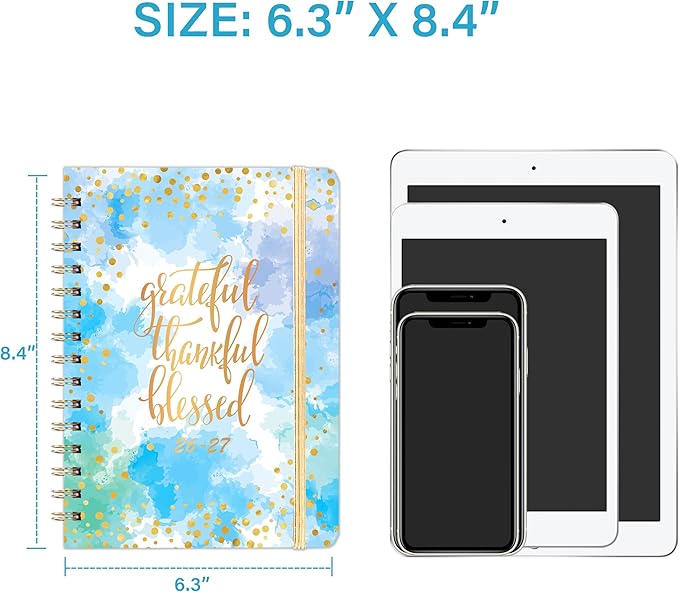 2026-2027 Planner - Weekly & Monthly Planner 2026-2027 with Tabs, July 2026 - June 2027, 6.3" x 8.4", Hardcover with Back Pocket + Thick Paper + Twin-Wire Binding - Blue