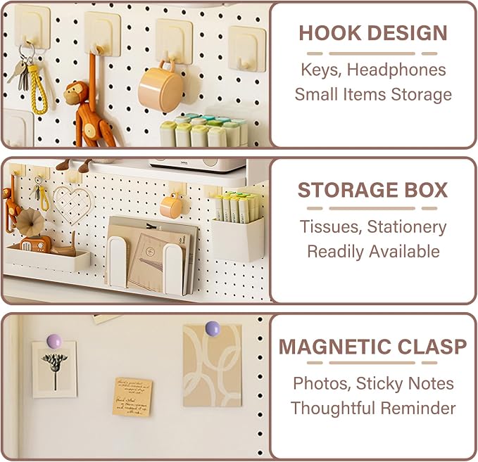 Clamp On Desk Organizer Shelf,White Desk Extender Pegboard Workstation,Computer Desk Accessories for Office, Desktop Shelving System,Desktop Bookshelf Storage Shelves for Desk,23.6in