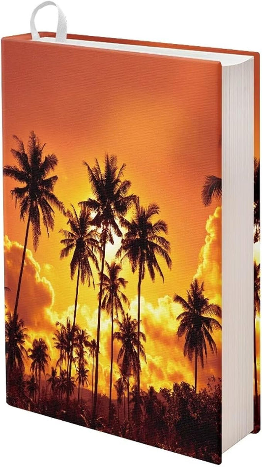 Dreaweet Sunset Palm Tree Book Covers for Book Lovers Book Sleeve Stretchable Book Cover for Hardcover,Paperback Book Sox Book Sleeves 9" X 11" School Book Protector Pouch