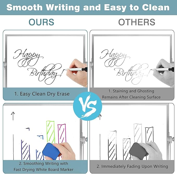 OWill Dry Erase White Board, 8” X 12” Small Whiteboard with Stand, Mini Whiteboard A4 Magnetic Desktop Board & Portable Double-Sided White Board Easel Drawing in School & Home