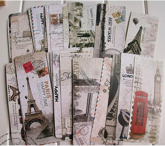 30 Piece Set Vintage European Scenes Retro Old Travel Postcard Bookmarks,Note Pads,Memo Pads Bookmarks Book Covers and Book Accessories