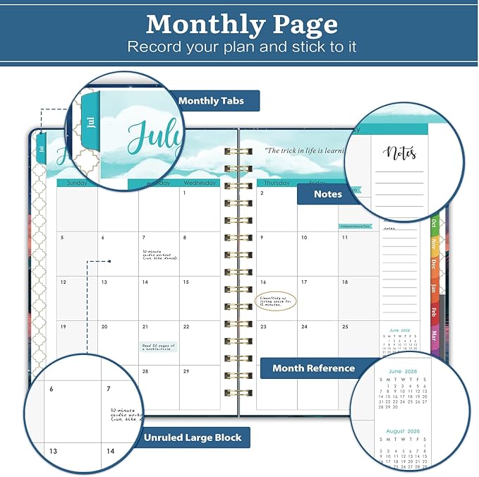 Planner 2026-2027 - Academic Planner 2026-2027, July 2026 - June 2027, 6.5" x 8.5", 26-27 Planner Weekly and Monthly with Colorful Tabs, Back Pocket + Thick Paper