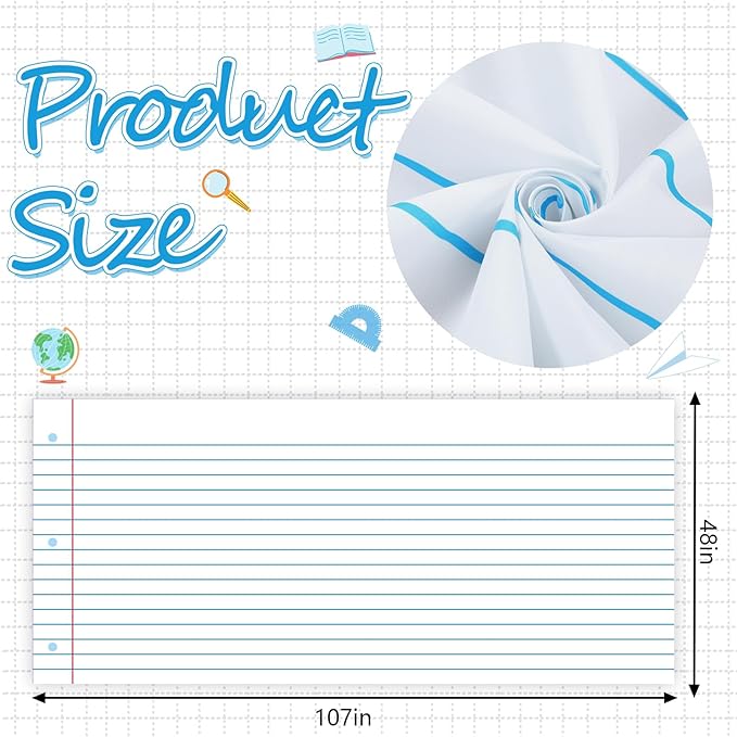 Mindsoft Bulletin Board Paper 48'' x 107'' Class Boards for Classroom Bulletin Boards Everyone is Welcome Classroom Board Decor Pillows Curtains Crafts(Lined,2 Pcs)