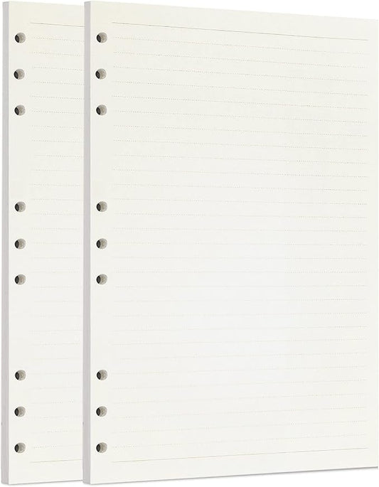Zelten 2 Pack B5 90 Sheets/180 Pages Lined Loose Leaf Punched Paper Refills Paper for 9 Hole Binder Personal Organizer Diary Notebook Refillable Planner