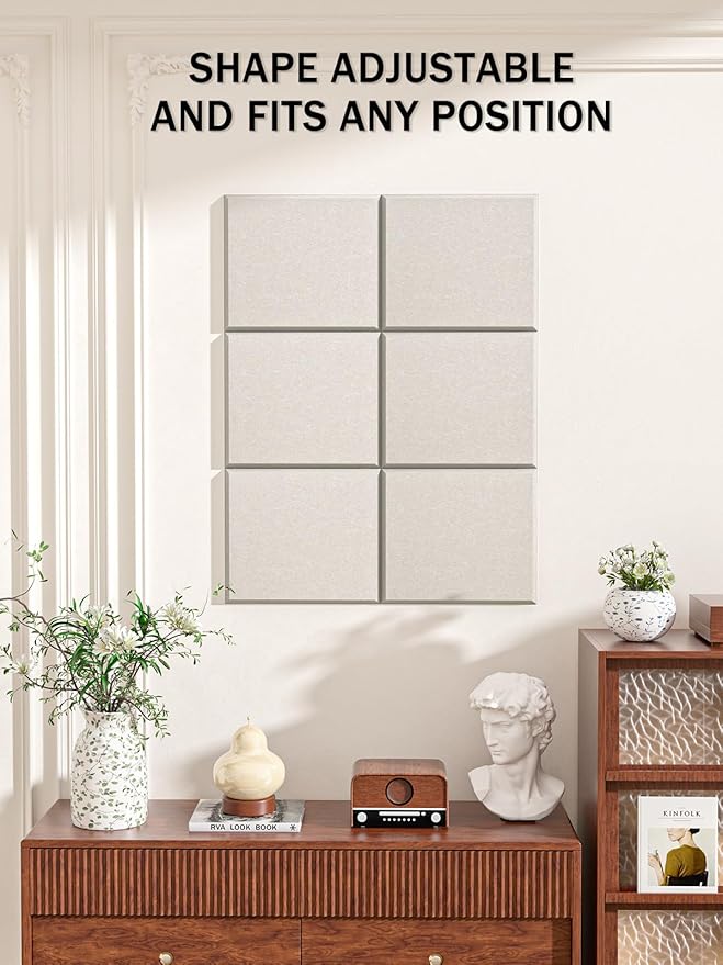 Hsurbtra Cork Board for Wall 24 x 18 Inch, 6 Pack Felt Bulletin Notice Board with Pushpins for Office Home School Farmhouse Wall Decor, Beige