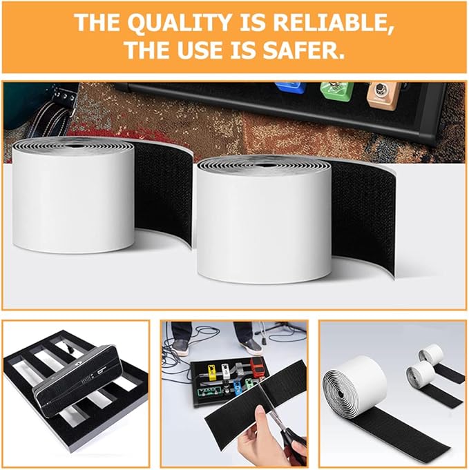BESPORTBLE 2rolls Pedal Hook and Loop Tape Pedal Mounting Tape for Guitar Pedalboard Accessory