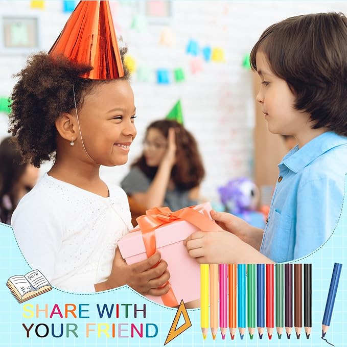 Spakon 96 Pcs Colored Pencil Bulk 12 Colors 3.5 Inch Jumbo Triangle Short Fat Pencil with Sharpener for Student Toddler Preschooler Beginner Classroom Supplies