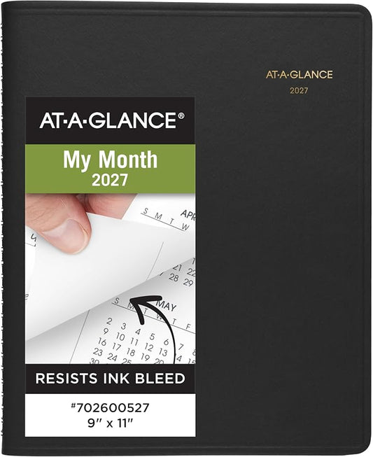 AT-A-GLANCE 2027 Planner, Monthly, 15-Month Jan-Mar, 9" x 11", Unruled Daily Blocks, Black (702600527)
