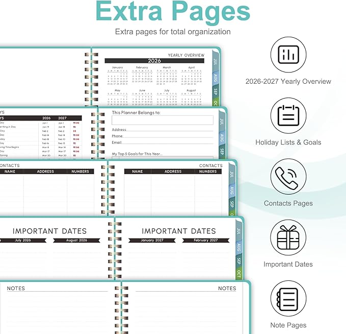 Planner 2026-2027, Weekly and Monthly Academic Year Calendar Planner, July 2026 - June 2027, Daily Agenda Book for Office School Supplies, Letter Size(8.5'' x 11'')