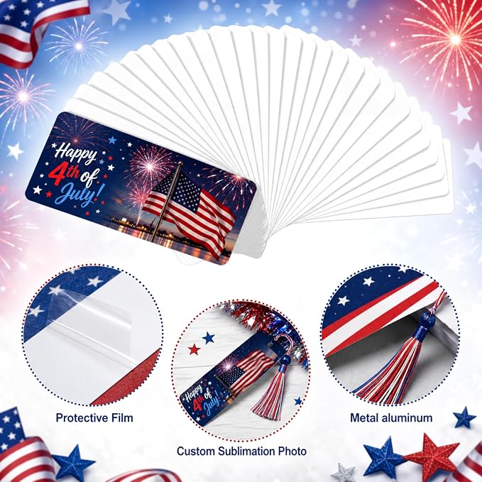 Fumete 30 Pcs Sublimation Blank Bookmark Heat Transfer Metal Aluminum 2026 Graduation Gifts DIY Graduation Bookmark with Hole and Colorful Tassels for Grad Gifts Birthday Wedding