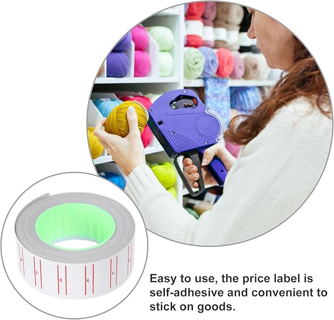 Artibetter 5000pcs Price Marker Tag Tape with Double Colored Lines, Self-Adhesive Cost Label Paper Rolls for Retail Store Pricing, Compatible with Price Gun Labeler, Supermarket Sale Sticker