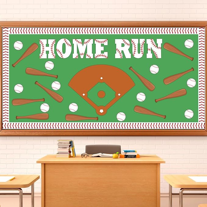 48pcs Baseball Bulletin Board Set for Back to Classroom Decorations Baseball Sports Bulletin Set Baseballs Paper Cutouts for Back Preschool Classroom Baseballs Sports Party School Wall Decor Supplies