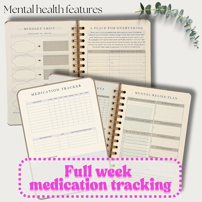 Neurodivergent ADHD Planner for Adults - Undated 90 Day Focus & Inspiration System | Daily Mental Health Planner with Medication Tracker & Brain Dump Tools | Premium Linen Cover