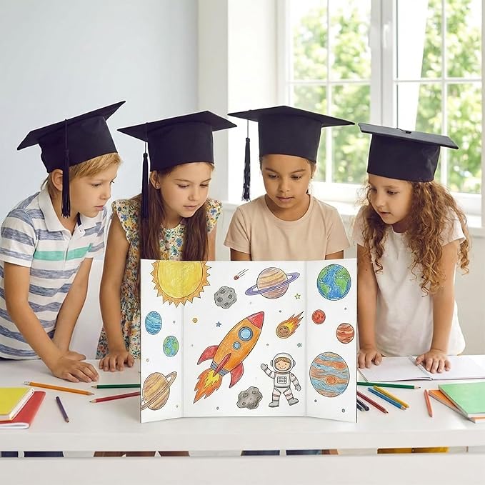 Small Trifold Poster Board, 5 Pack 24" x 16" White Corrugated Project Boards - Science Fair Display posterboard for School Projects, Science Fairs, Event Displays, and Business Presentations