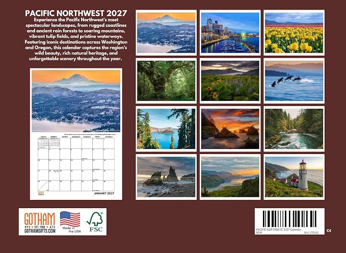 Pacific Northwest Calendar 2027 PNW Monthly Wall Calender 12 Month