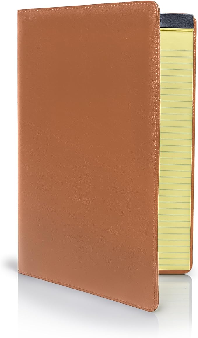 Legal Size Padfolio, 8.5 x 14 Inch Portfolio Folder for Legal Pad, Professional Padfolio for Job Interviews, Business Meetings, and Attorneys (Saddle Tan) (3 Pack)