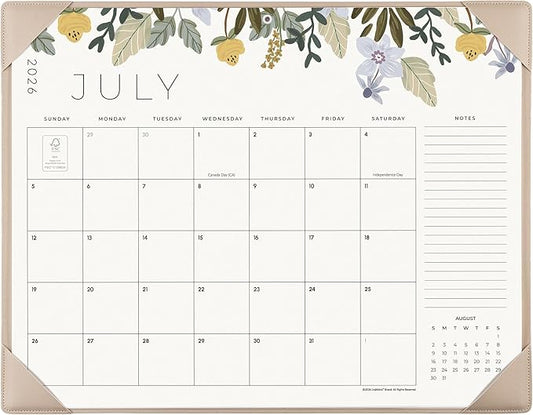 Desk Calendar 2026 with Desktop Mat, Cabbrix Large Desk Pad Calendar 22 x 17 Inch Runs From July 2026 to December 2027, Floral Design Calendar 2026 for Home School and Office (Apricot)