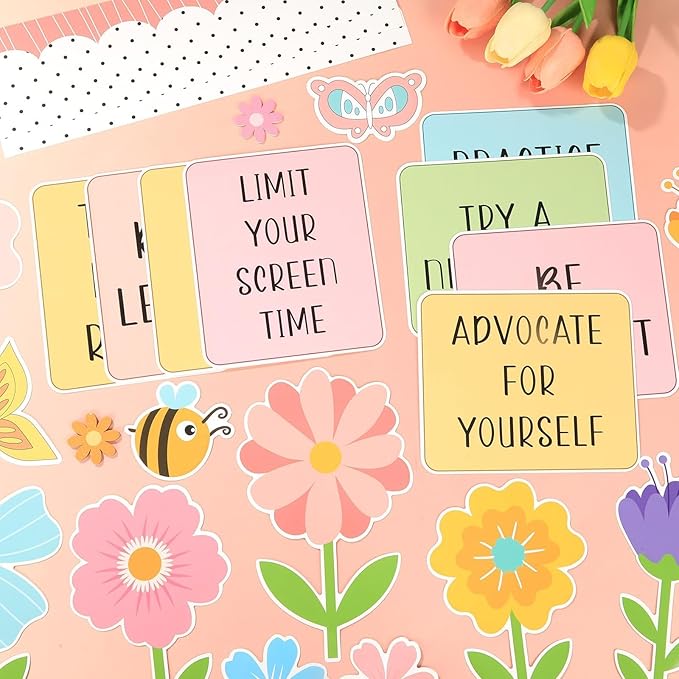Spring Bulletin Board Decorations Positive Flower Butterfly Paper Cutouts Inspirational This is Your Year Bulletin Board Set Spring Bee Floral Poster for School Class Chalkboard Wall Decoration Favor