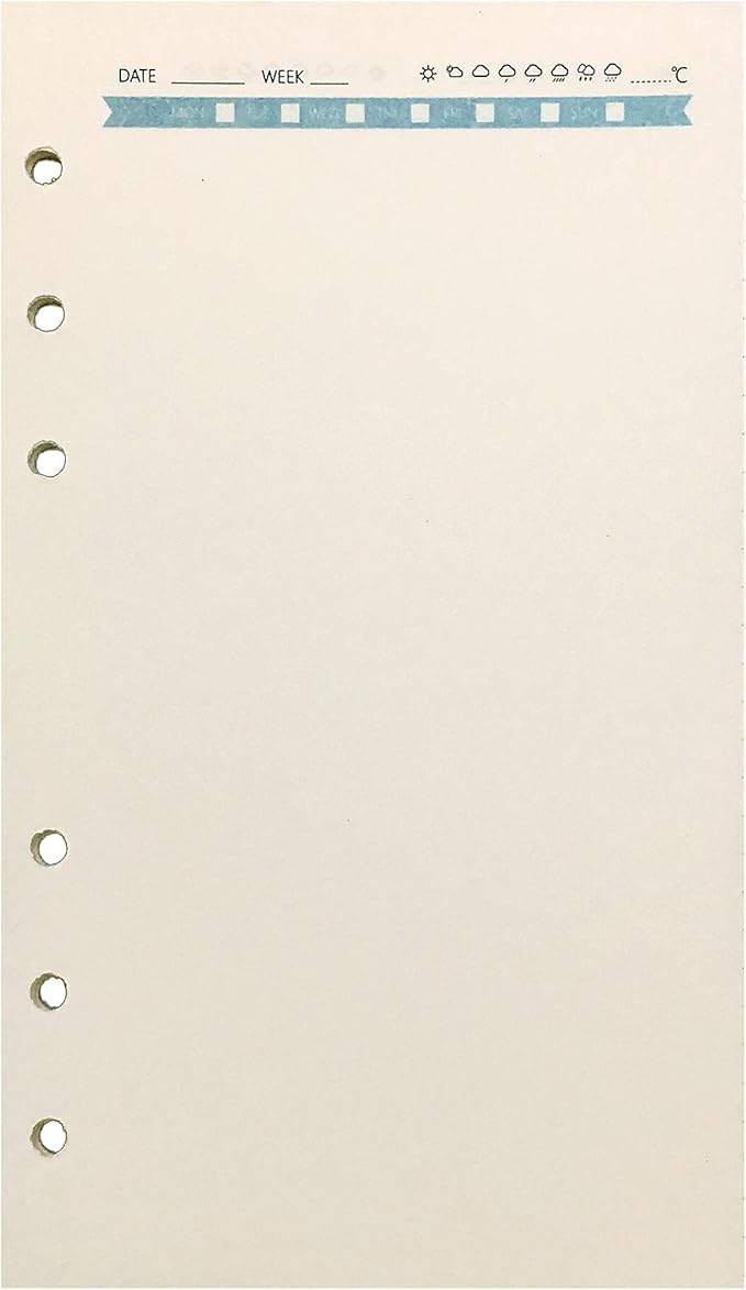 Zelten Refills/Loose Leaves for A6 Cover Ring Binder/Personal Organizer/Planner(A6 6 Holes, Blank Blue)