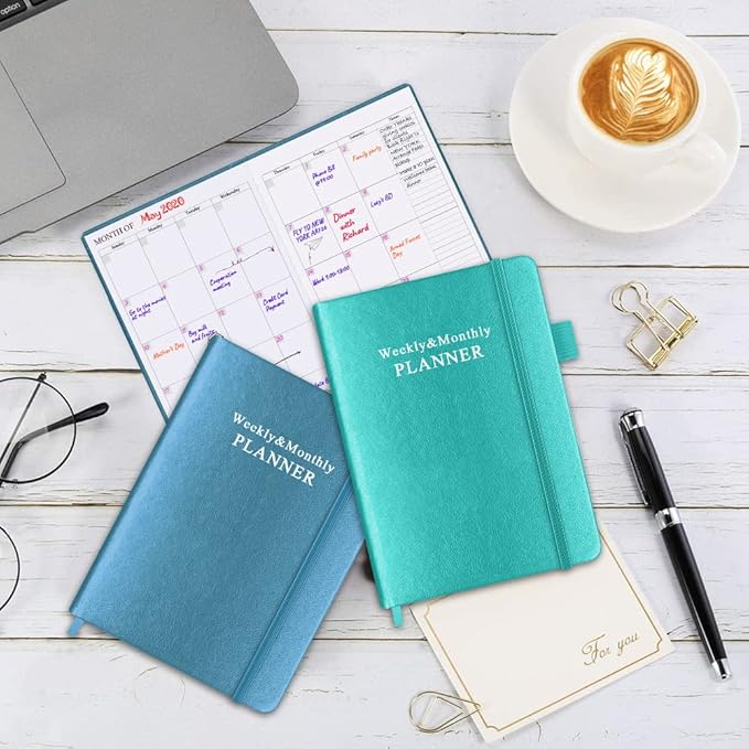 Undated Planner for Any Year - Weekly & Monthly Planner & Journal to Track Goals, Perfect to Organize Your Daily Life, 5.85" x 8.25", Blue