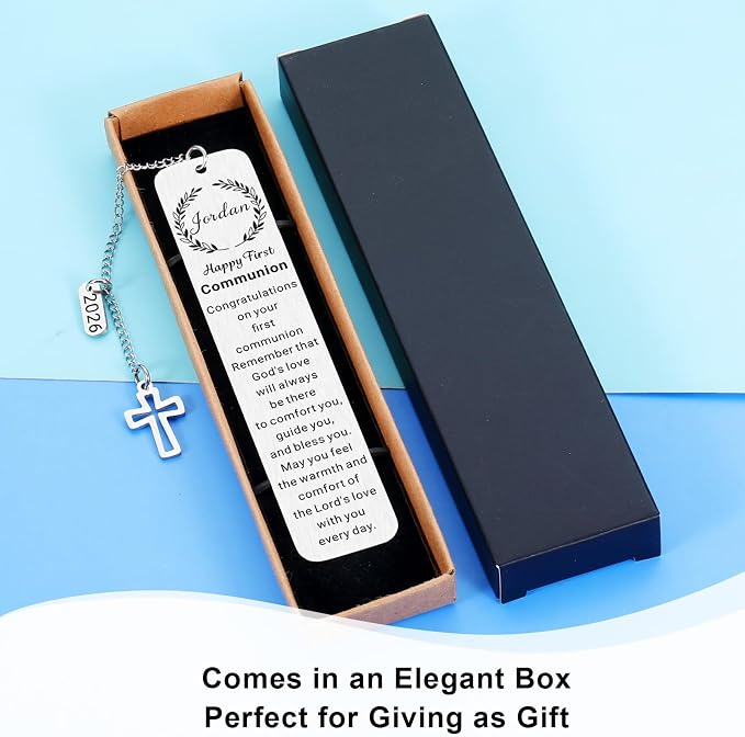 First Holy Communion Gifts for Girls Boys Teenage, 1st Communion Gifts for College Girls Teens, Custom Bookmark, Personalized Christian Bookmarks, Catholic Easter Basket Stuffers for Teen Boy Girl