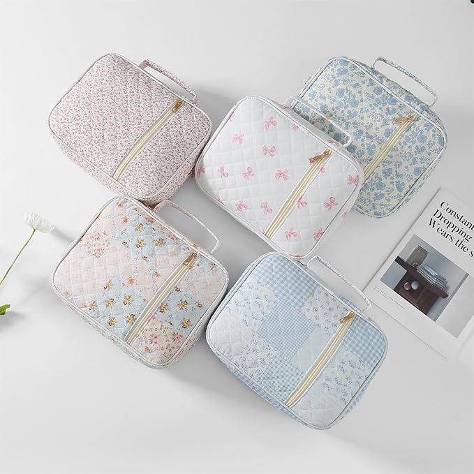Bible Cover Case for Women Large Bible Cover Bag Bible Study Supplies Accessories Handle Quilted Bible Carrying Case for Girls Christian Gifts for Women (Light Blue)