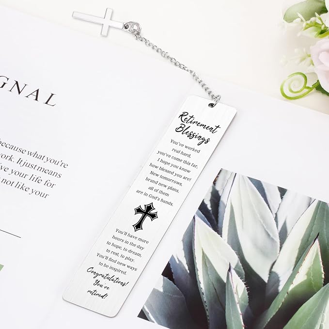 Retirement Gift for Woman Men Happy Cool Retirement Gifts for Women Coworkers Farewell Goodbye Gifts Cross Metal Bookmark